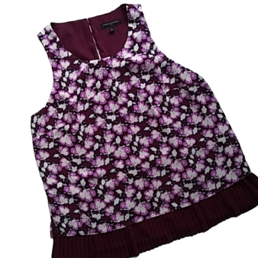 Banana Republic Pleated Floral Tank with Overlay